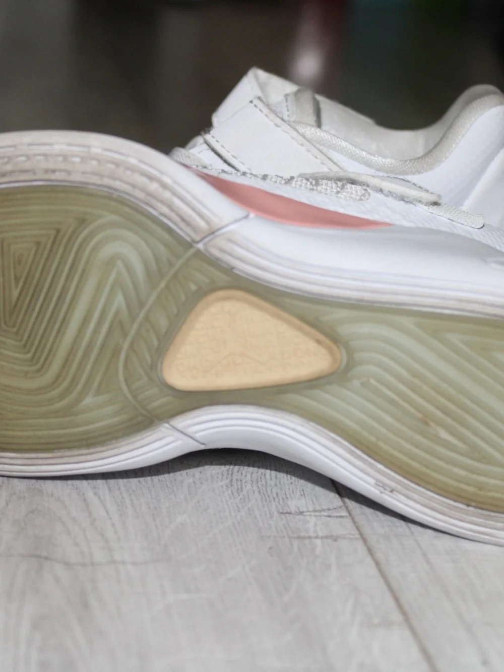 Jordan Kids White Sneakers with Light Pink Accents 13/13.5